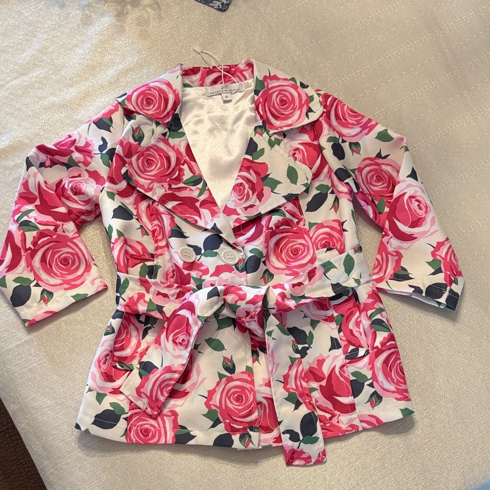 Bailey’s Blossoms Floral Pink and White Blazer